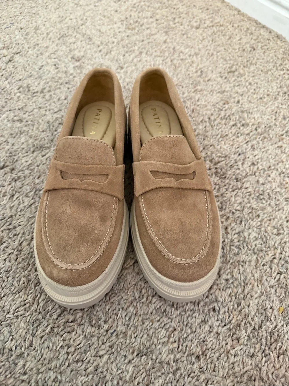 Patina Women's Suede Loafers in Tan - Picture 2 of 3